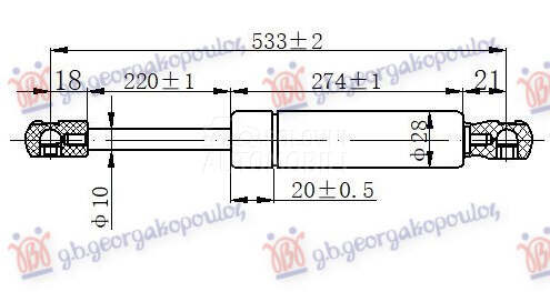 AMORTIZER GEPEK VRATA (533L-75