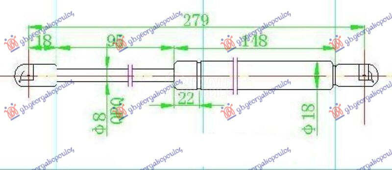 AMORTIZER GEPEK VRATA (279L-52