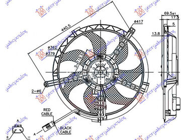 VENTILATOR KOMPLET (2 PIN) za MINI Cooper od 2006. do 2011. god.