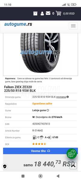 Falken 225/50 R18 Letnja