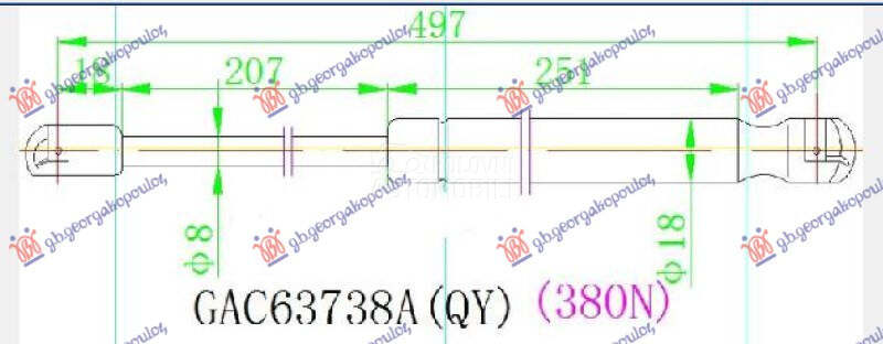 AMORTIZER GEPEK VRATA (497L-38