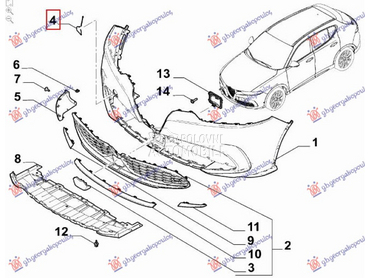 POKLOPAC KUKE PREDNJEG BRANIKA za Alfa Romeo Tonale od 2022. do 2025. god.