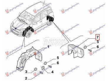 ZADNJE POTKRILO PLASTICNO (O) za Fiat Panda od 2012. do 2025. god.