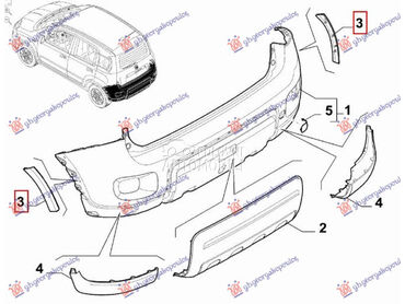 RUB PLASTICNI ZADNJEG BRANIKA za Fiat Panda od 2012. do 2025. god.