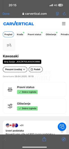 Kawasaki z750 z 750 25kw a2 HITNO