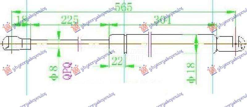 AMORTIZER GEPEK VRATA (565L-55
