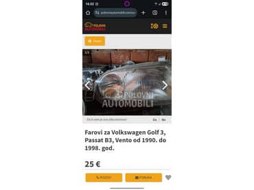 Razni delovi za Volkswagen Golf 2, Golf 3 od 1987. do 1998. god.