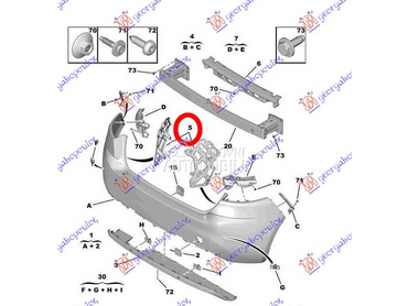 NOSAC ZADNJEG BRANIKA PLASTICN za Peugeot 308 od 2017. do 2021. god.