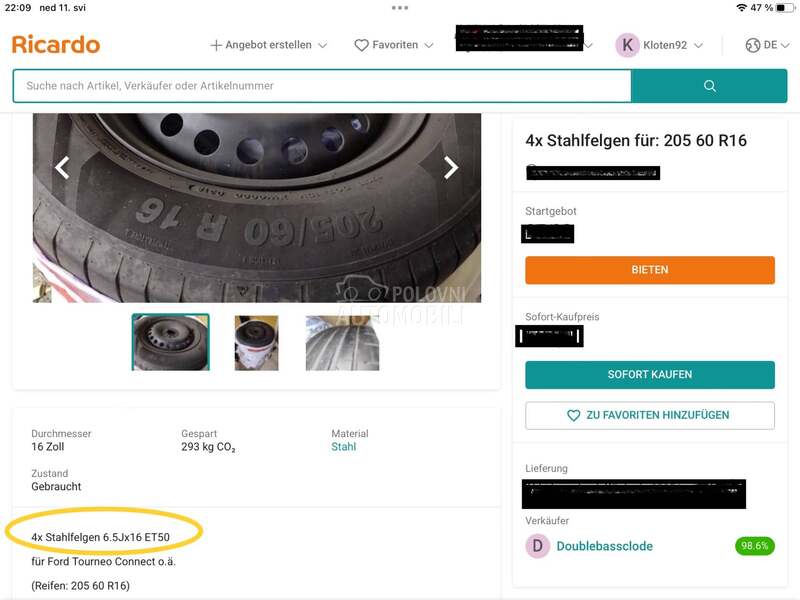 Čelične felne F  O R D / 16" 