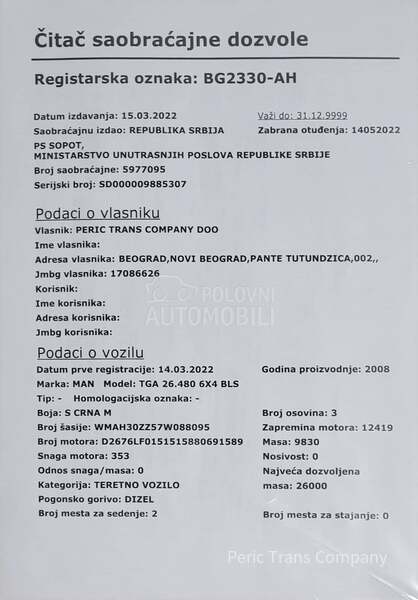 MAN TGA 26.480 6x4