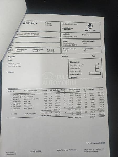 Škoda Octavia 2.0Tdi DSG Virtual