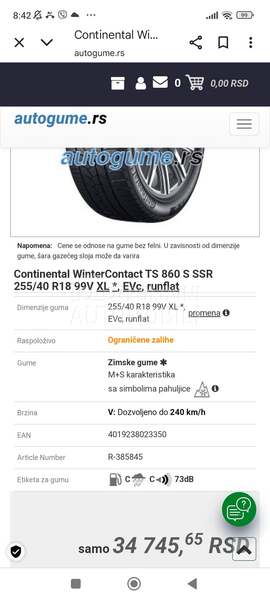 Continental 255/40 R18 Zimska
