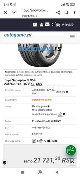 Toyo 235/60 R18 Zimska