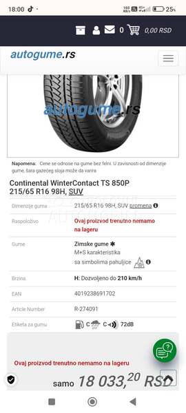 Continental 215/65 R16 Zimska