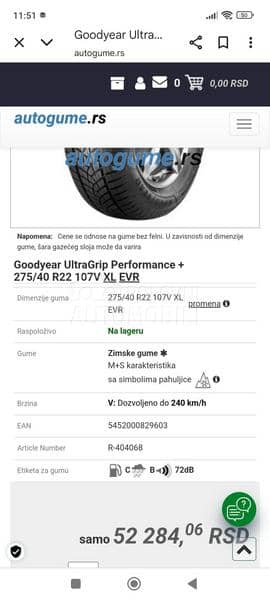 Goodyear 275/40 R22 Zimska