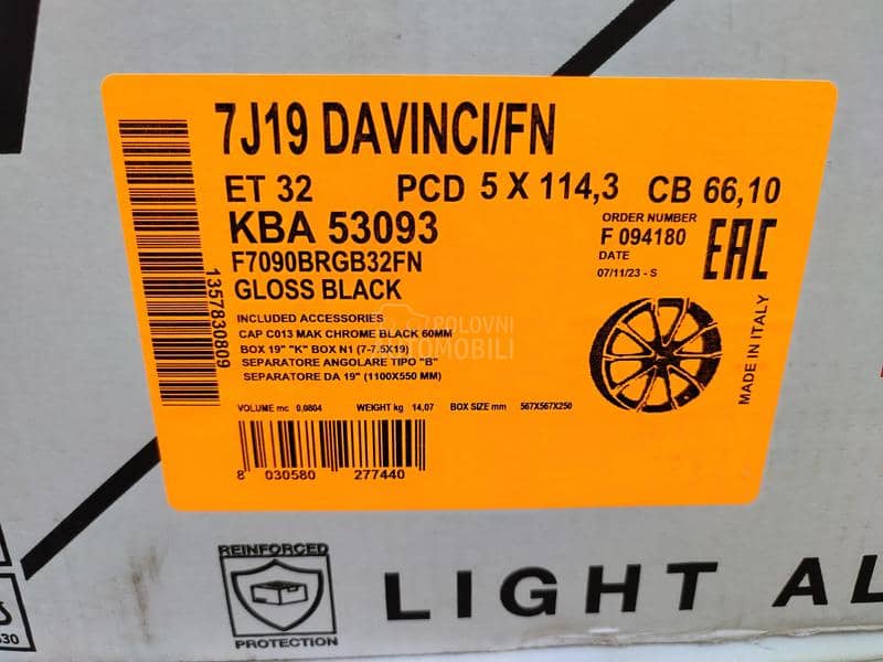 Aluminijumske felne  19" 5 x 114.3