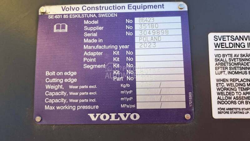 Volvo utovarna kašika 2500 mm