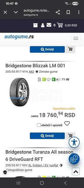 Bridgestone 225/50 R17 Sve sezone