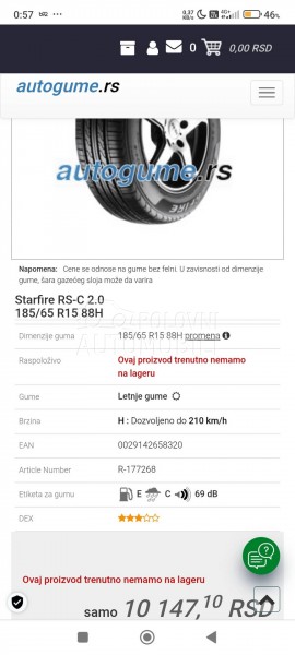 Starfire 185/65 R15 Letnja