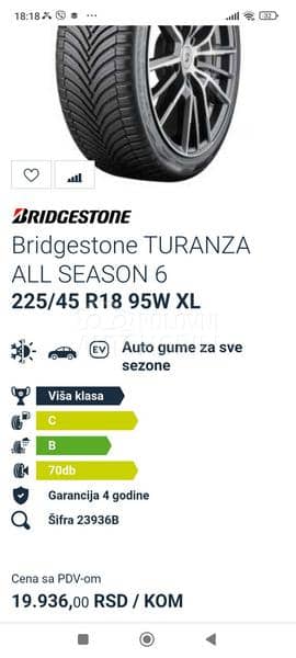 Bridgestone 225/45 R18 Sve sezone