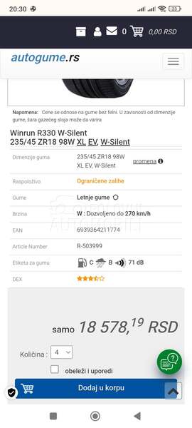 Ostalo 235/45 R18 Letnja