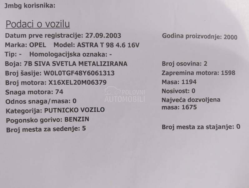 Opel Astra G 1.6B