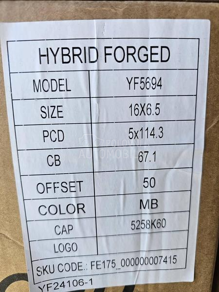 Aluminijumske felne  16" 5 x 114.3