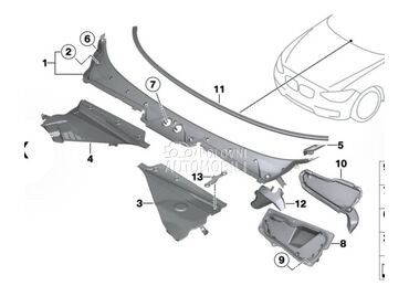 Plastika ispod brisaca za BMW Serija 2 od 2012. do 2022. god.