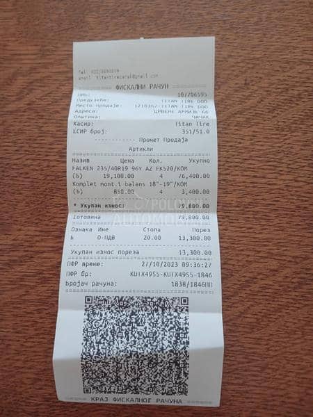 Falken 235/40 R19 Letnja