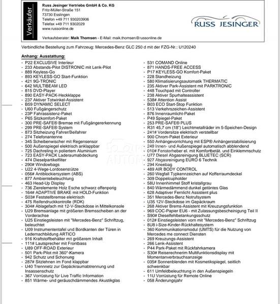 Mercedes Benz GLC 250 250d