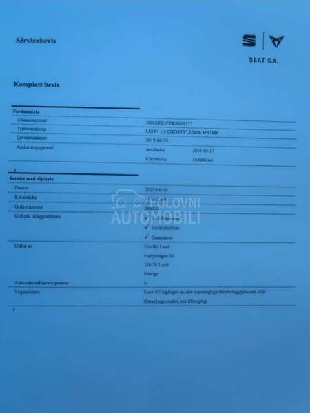 Seat Leon 1.5Cng ser.knjiga