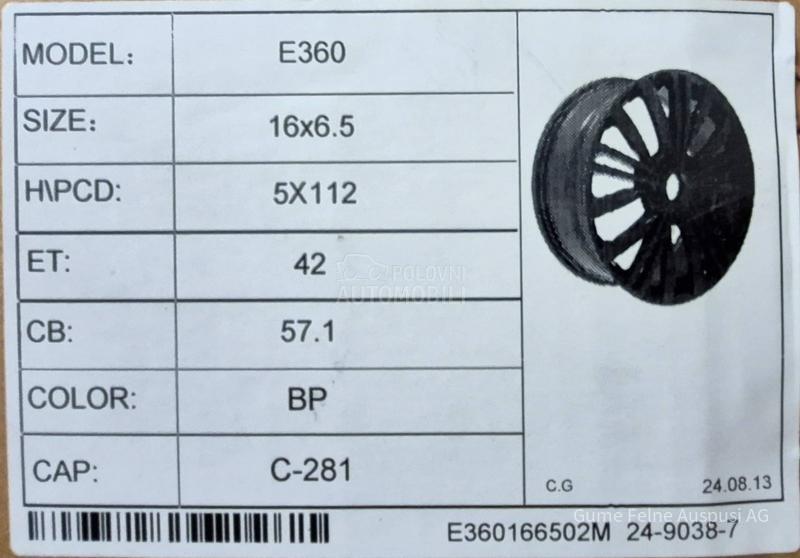 Aluminijumske felne  16" 5 x 112