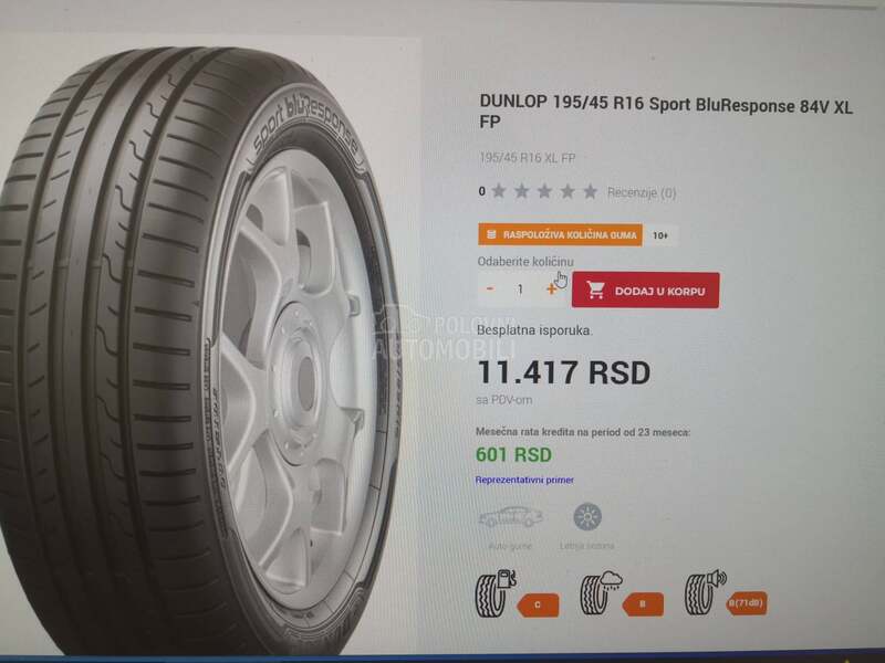 Dunlop 195/45 R16 Letnja