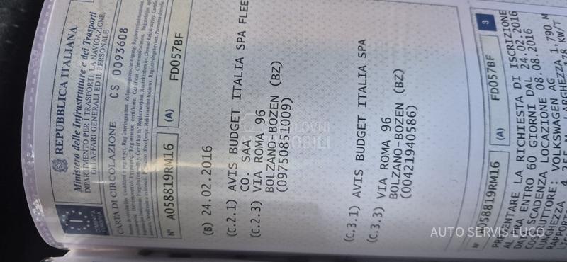 Volkswagen Golf 7 1.4 TGI s ervisiran