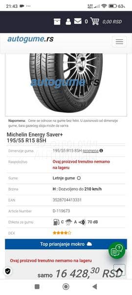 Michelin 195/55 R15 Letnja