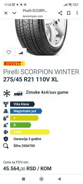 Pirelli 275/45 R21 Zimska
