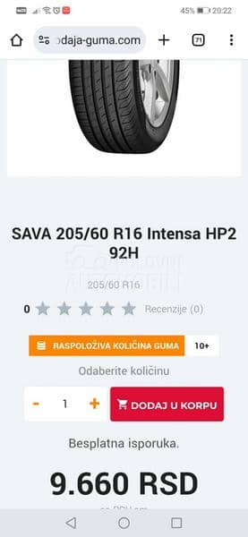 Sava 205/60 R16 Letnja