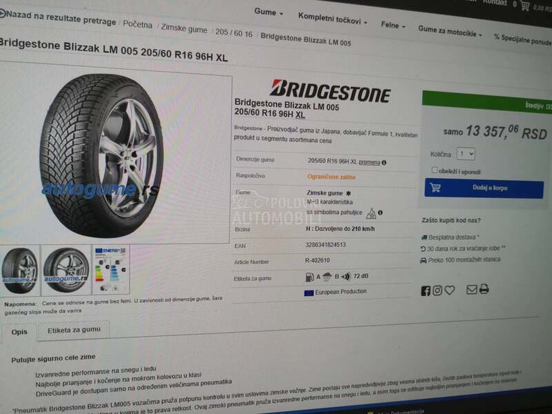 Bridgestone 205/60 R16 Zimska