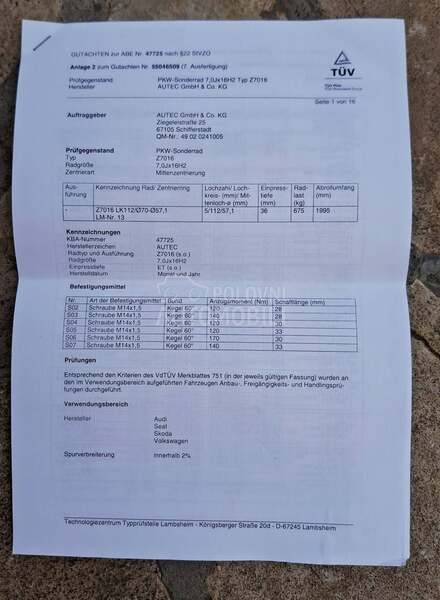 Aluminijumske felne AUTEC 16" 5 x 112
