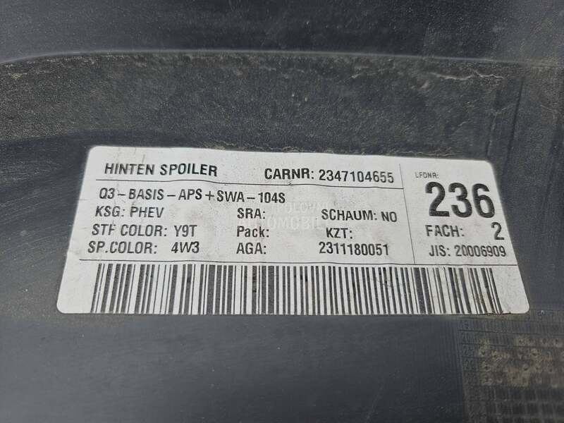 Q3 83A SPOJLER ZADNJEG BRANIKA
