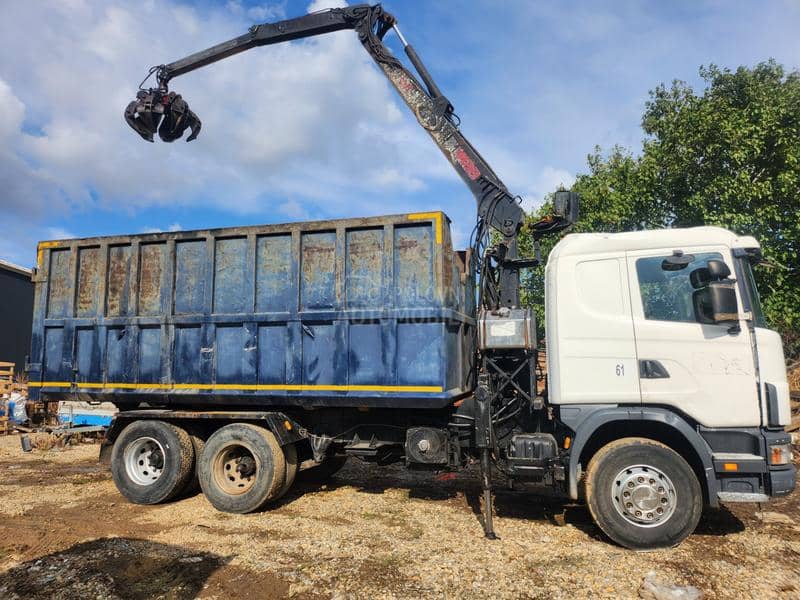 Scania 124L kiper i kran