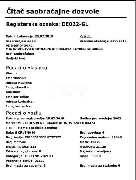 Mercedes Benz Actros 3243