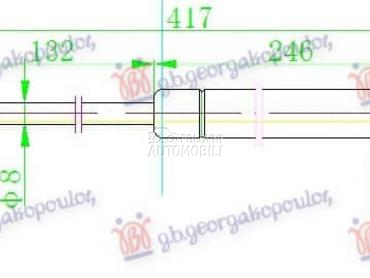 AMORTIZER GEPEK VRATA 390... za Ford Ka od 2008. do 2016. god.