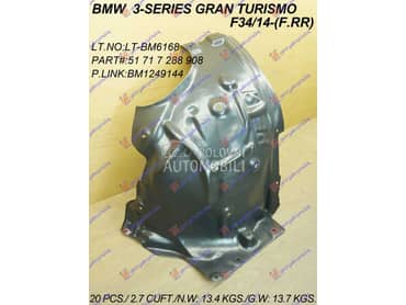 POTKRILO (ZADNJI DEO) Desno za BMW Serija 3 od 2012. do 2020. god.