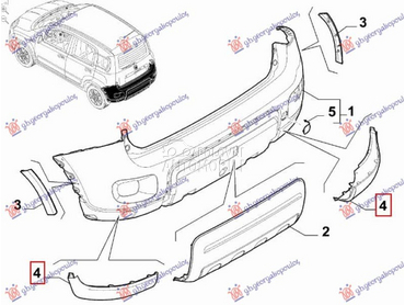 RUB PLASTICNI ZADNJEG... za Fiat Panda za 2012. god.