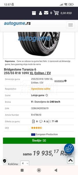 Bridgestone 255/55 R18 Letnja