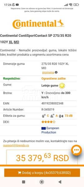 Continental 275/35 R20 Letnja