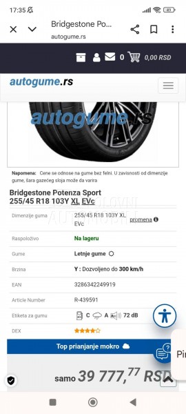 Bridgestone 255/45 R18 Letnja