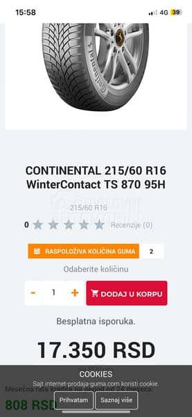 Continental 215/60 R16 Zimska