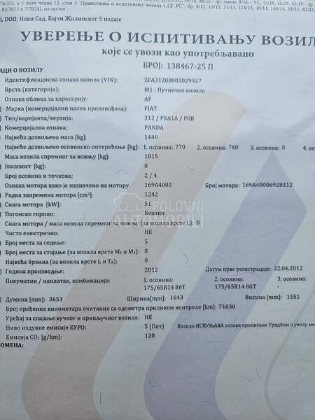 Fiat Panda 1.2 b  7.1.000. k.m.
